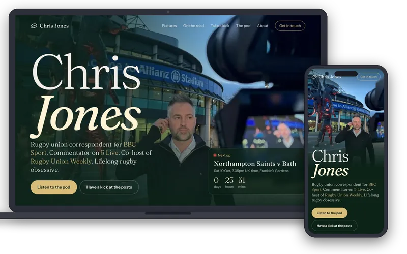 Chris Jones website on a laptop and a phone