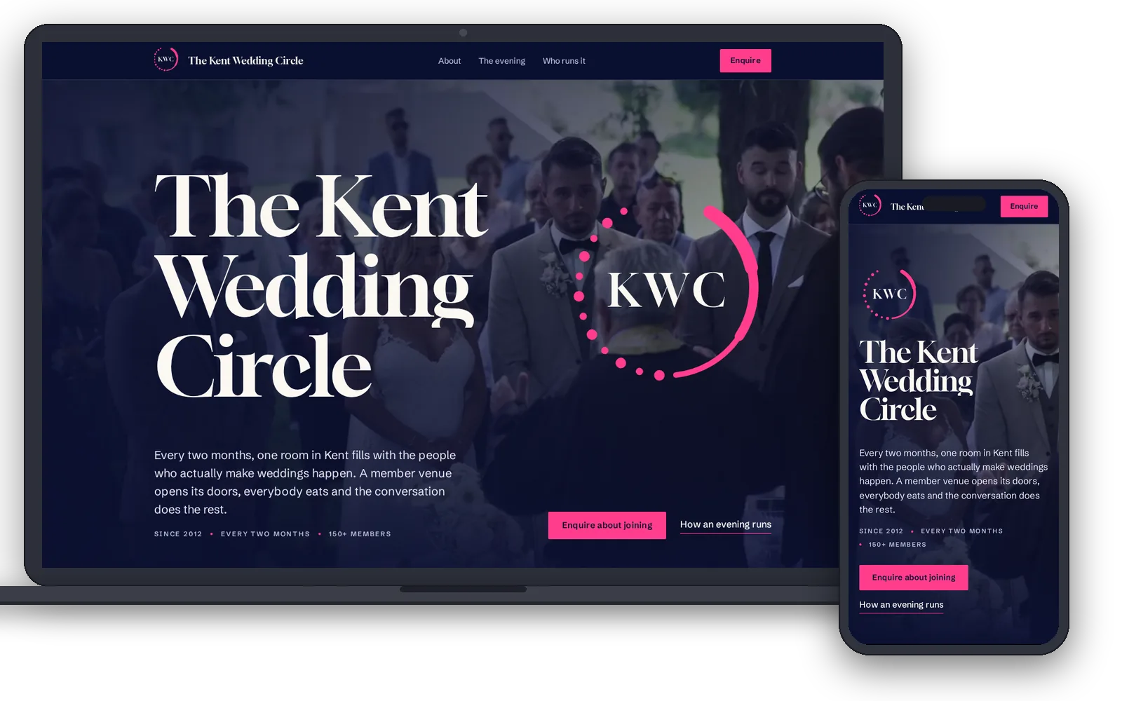The Kent Wedding Circle website shown on a laptop and a phone